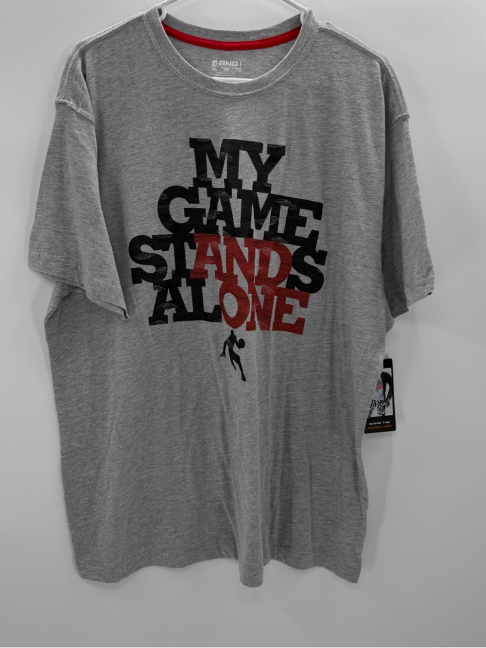 And1 Gray T-Shirt with Black and Red Graphic